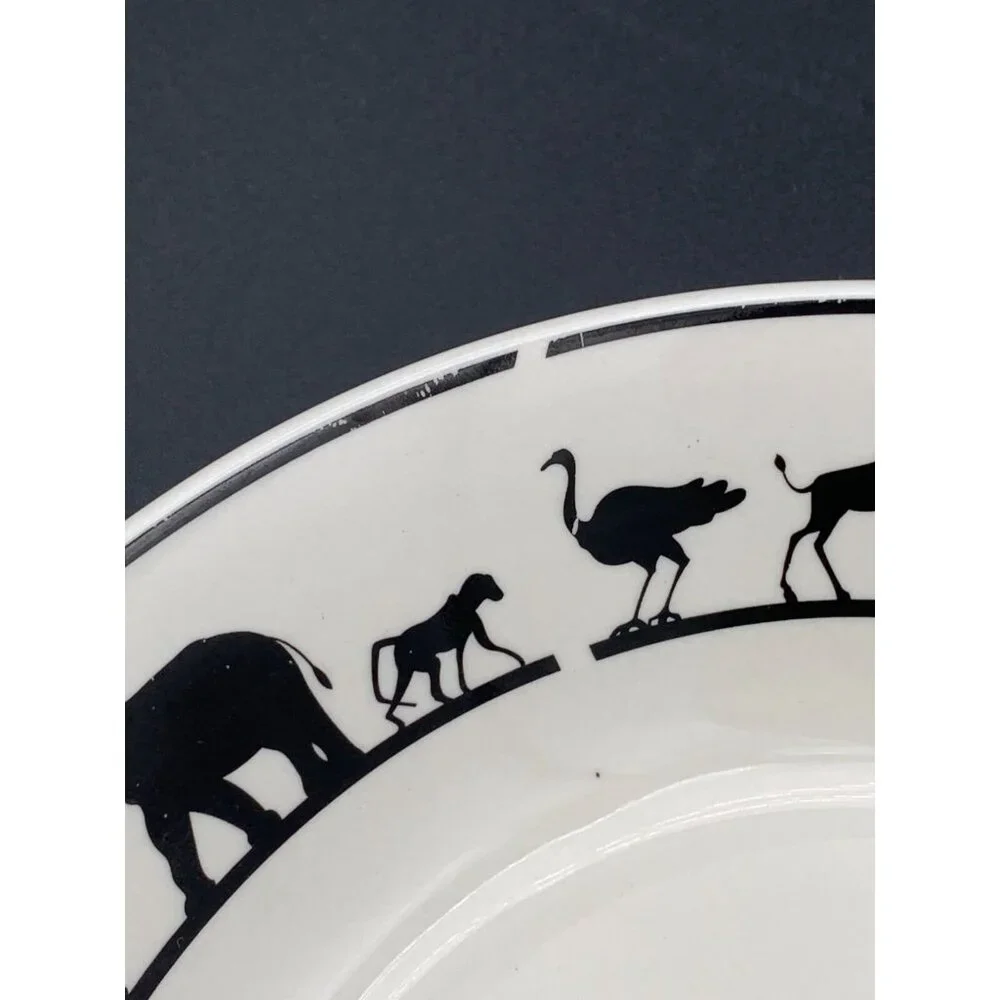 American Atelier Bowls Safari Serengeti Black White Set Of‎ 2 Wild Animals